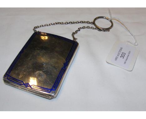 A silver card case with enamel decoration