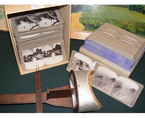 A large selection of First World War stereo view cards, together with a stereo viewer