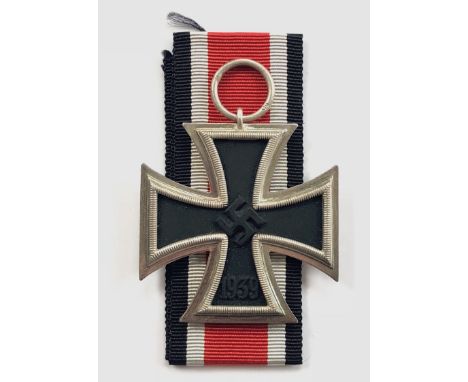 German Third Reich 1939 Iron Cross 2nd Class by Klein &amp; Quenzer, Idar/Oberstein.  A fine example with silvered frame and 