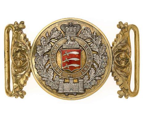 Essex Regiment Victorian Officer waist belt clasp circa 1881-1901.  Fine scarce silver, gilt and enamel example of special pa