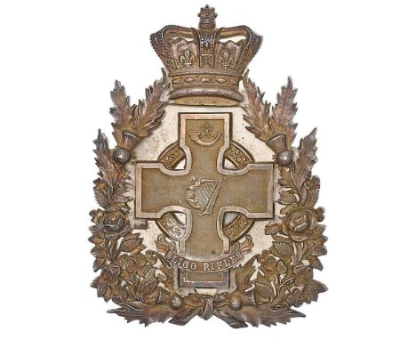 Irish Sligo Rifles Militia Victorian Officer pre 1881 pouch belt plate. Fine rare die-stamped silvered crown surmounting pier