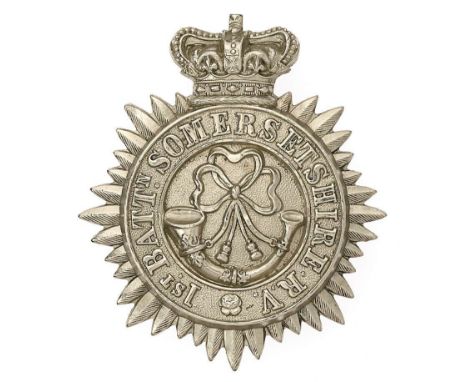 1st Bn. Somersetshire  Rifle Volunteers Victorian glengarry badge circa 1880-95.  Good scarce die-stamped white metal multi r