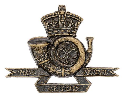 Irish Westmeath Rifles Militia Victorian glengarry badge circa 1874-81.  Good scarce die-stamped blackened brass crowned curl