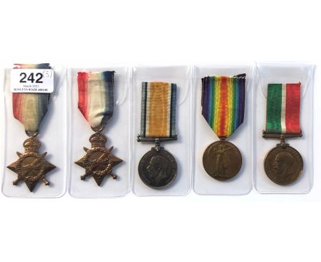 5 x WW1 Campaign Medals.  1914/15 Star M2-054430 PTE J HALL ASC ... 1914/15 Star  11076 PTE A WEBB RAMC ... British War Medal