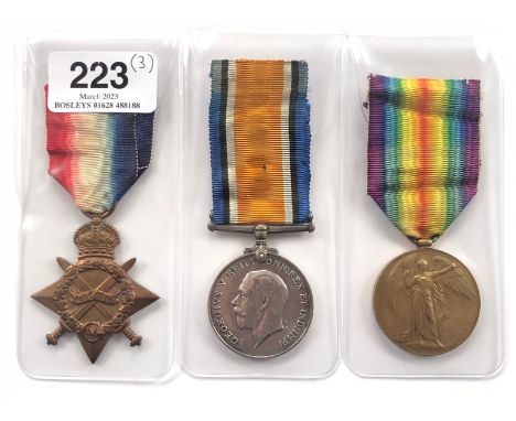 WW1 2nd Bn Scots Guards 1915 Casualty Group of Three Medals.  Awarded to 10398 PTE D.K. BONNAR S. GDS. Comprising: 1914/15 St