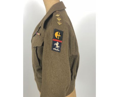 WW2 6th Bn Royal West Kent 78th Division Battledress Blouse Uniform. A rare originally badged blouse worn by a Captain. To ea