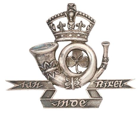 Irish Westmeath Rifles Militia Victorian Officer glengarry badge circa 1874-81.  Fine very scarce unmarked hollow silver void