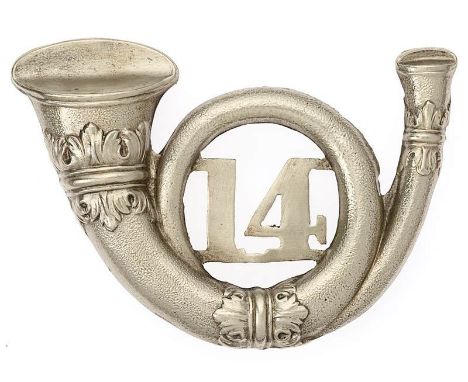 14th Warleigh Manor Corps, Somersetshire Rifles Victorian shako badge circa 1860.  Good scarce die-stamped white metal issue 