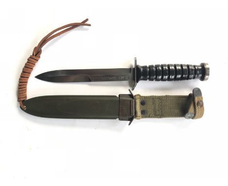 American M3 Combat Knife by Camillus with M8 Scabbard A good example, the 17cm, single edged blade with back edge sharpened p