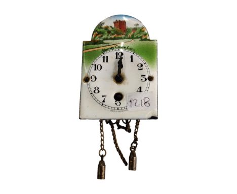 EDWARDIAN MINIATURE DELF IRISH BLARNEY CLOCK &amp; PENDULUM 
