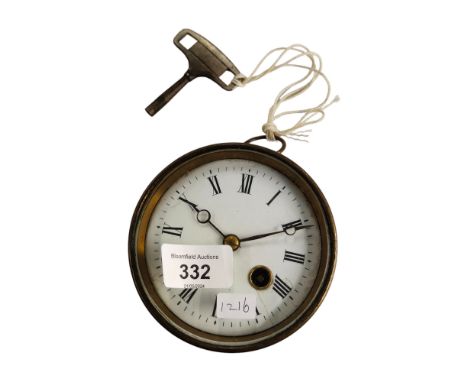 EDWARDIAN BRASS STATION MASTERS CLOCK - WORKING WITH KEY 