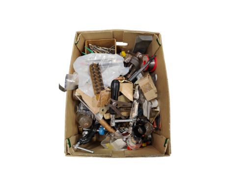 BOX OF CLOCK AND WATCH PARTS AND TOOLS