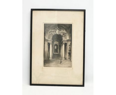 William Brassey Hole (1846-1917) a signed etching of The Royal Staircase Vatican City. 38x54cm framed.