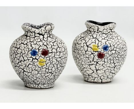 Jopeko Keramik. A pair of small 1960’s West German Mid Century salt glazed vases by Jaspa Ceramic. 9x7x10cm