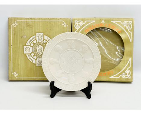 A Limited Edition Belleek Pottery Ernest Gaels plate with box. GAA Club, Belleek 1976. 22.5cm