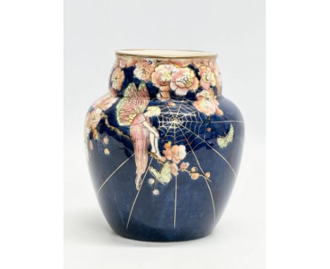 A 1930’s Royal Winton “Fairy &amp; Spiderweb” Roma vase. 14x17cm.