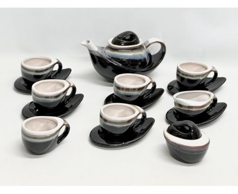 A 15 piece Mid Century glazed stoneware tea service.