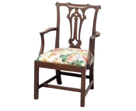 A Late 19th Century Chippendale Revival mahogany armchair. (2)