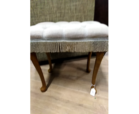 BUTTON TOPPED AND FRINGED FOOTSTOOL