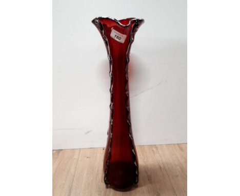 A TALL VINTAGE RUBY VASE