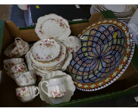 Handpainted ceramic plate and floral part tea set