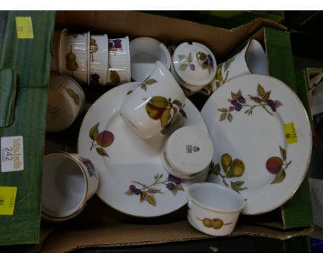 Royal Worcester Evesham pattern plates, ramekins, milk jug, sugar bowl etc