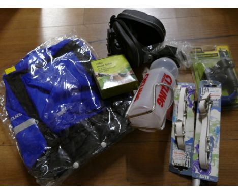 Cycling accessories, tools, drinks bottle, bike lock, etc 