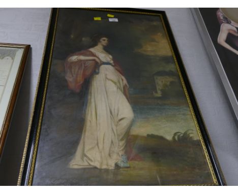 Framed print of Isabella Curwen painted on The Island of Belle Isle, Windermere, 74 cm x 47 cm