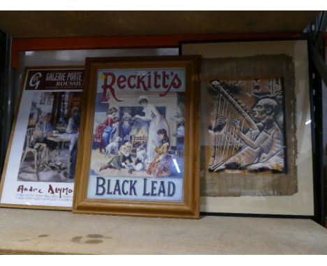 Advertising print "Reckitts Black Lead", gallery poster and ethnic wood cut picture 