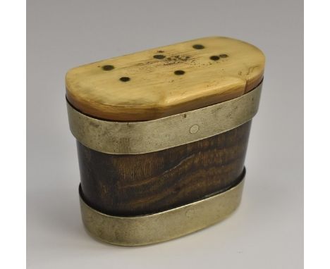 A 19th century Scottish horn snuff box or mull, hinged cover, 6.5cm wide, c.1860