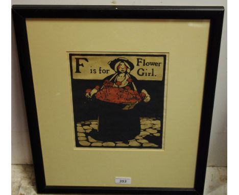 William Nicholson (English, 1872-1949) ''F Is For Flower Girl'' from The Alphabet Series,lithograph on wove, framed,published