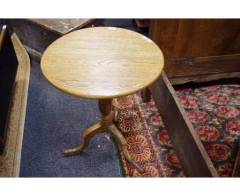 A George III light oak tripod occasional table, iron bound c.1800 (restored)  