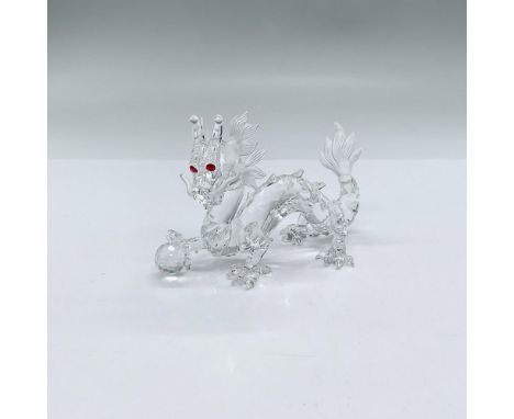 Limited edition Swarovski Austrian cut crystal dragon figure with ruby glass eyes from the Fabulous Creatures collection. Aci