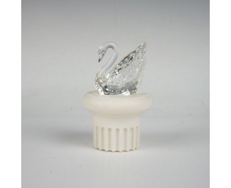 A clear faceted figure of an elegant long-necked bird adorned with 100 small crystals, to commemorate the 100th year annivers
