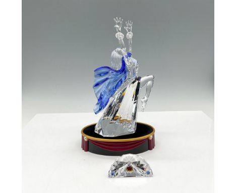Spectacular clear crystal figure of Isadora, celebrating the art of dance. A blue scarf around her neck flows to the back. Bl