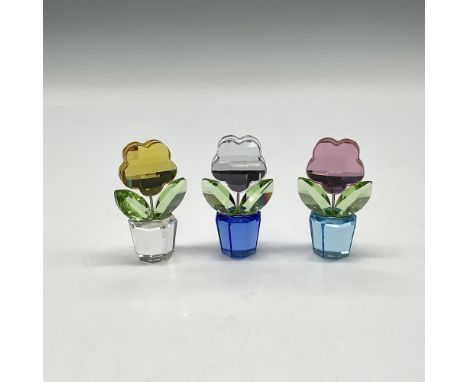 Part of the Happy Flowers group - potted colored crystal flowers in yellow, pink and clear with green crystal leaves. Swarovs
