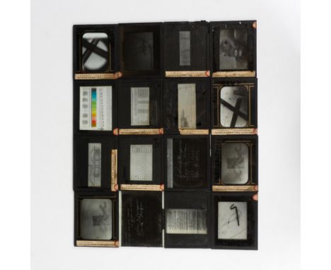 Group of 31 magic lantern slide plates glass negatives with exceptional details and a rich tonal range. Subjects include: Ell