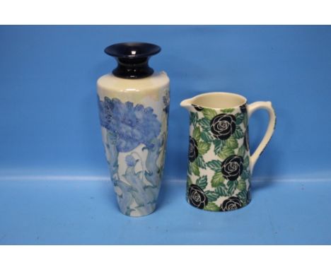 A MOORLAND CERAMIC VASE MARKED L. B. MOORCROFT NO. 80/750 TOGETHER WITH A MOORLAND JUGCondition Report:NO OBVIOUS DAMAGE OR R