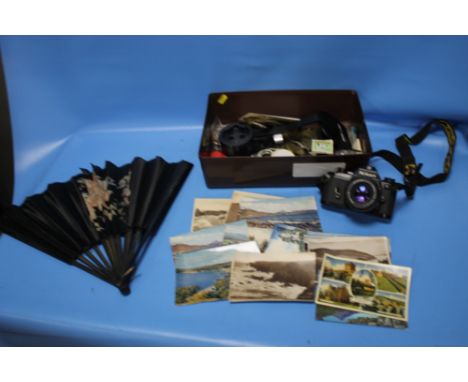 A NIKON CAMERA, WILD TUP 256575 (MICROSCOPE ATTACHMENT) AND A QUANTITY OF BADGES ETC.