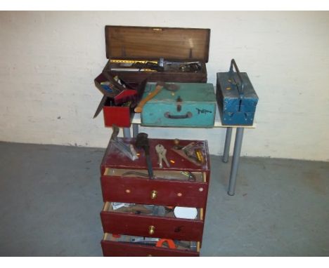 A SELECTION OF TOOLS AND TOOL BOXES