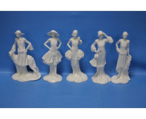 FIVE ROYAL WORCESTER '"THE VOGUE COLLECTION'" FIGURINES TO INCLUDE '"ANNE'", '"KITTY'", MILLIE'", '"CLARA'" AND '"MINNIE'" (5