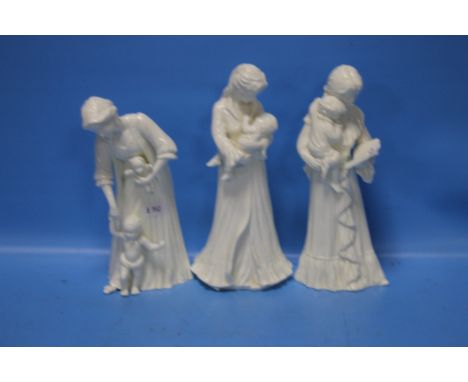THREE ROYAL WORCESTER COMPTON &amp; WOODHOUSE FIGURINES TO INCLUDE '"FIRST STEPS'", '"ONCE UPON A TIME'", AND '"SWEET DREAMS'
