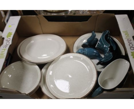 A TRAY OF POOLE POTTERY (NOT INCLUDING TRAY)