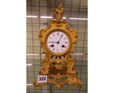 19TH CENTURY GILT ORMOLU MANTEL CLOCK 28cm HIGH