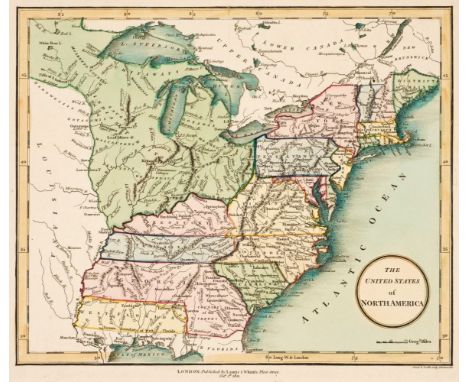 North America. A collection of 82 maps, 18th &amp; 19th century, engraved regional, state and country maps, many with hand-co
