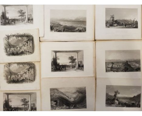 Swiss Plates. A collection of approximately 400 19th-century monochrome Swiss scenery engravings, some toning &amp; light spo