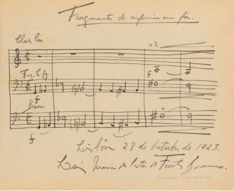 Portuguese Musicians &amp; Artists. A series of 16 autographs in an album (4 unknown), relating to important figures in the c