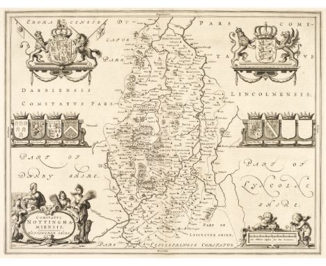 Nottinghamshire. Blaeu (Johannes), Comitatus Nottinghamiensis, Nottingham-shire, Amsterdam, circa 1650, uncoloured engraved m