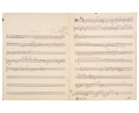 Milstein (Nathan, 1903-1992). Russian-American violinist. A rare and important Autograph Music Manuscript (unsigned), written