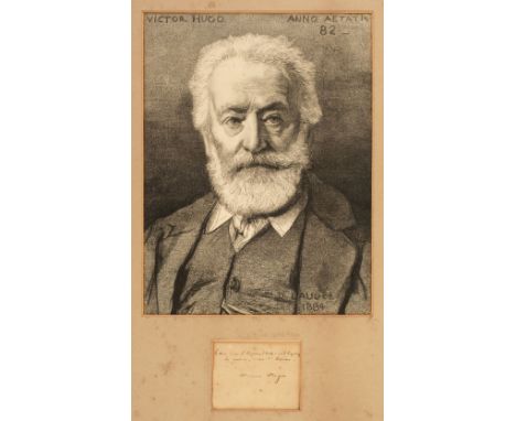 Hugo (Victor, 1802-1885). Autograph quotation signed, by Victor Hugo, brown ink on cream wove paper, 'la mer, c'est le Seigne